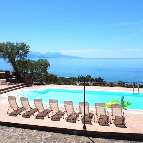 Soak up the stunning views of the Cilento Coast from the private pool