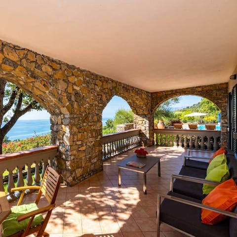 Seek shade in one of the villa's many terraces