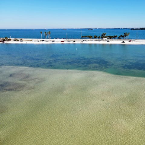 Visit Honeymoon Island, a ten-minute drive away