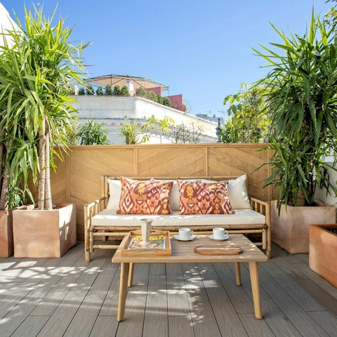 Relax with evening drinks on the private terrace