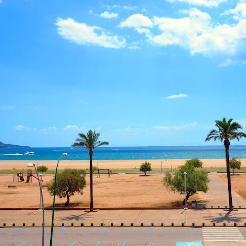 Walk just across the road to the sands of Empuriabrava beach