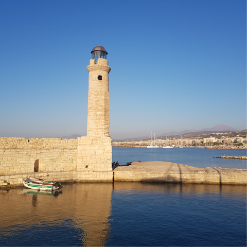 Head to Rethymno's ancient harbour, seven kilometres away