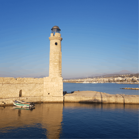 Head to Rethymno's ancient harbour, seven kilometres away