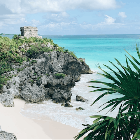 Explore the beautiful coast of Tulum – a short drive away