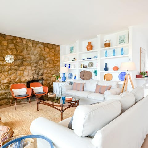 Make yourself comfortable in the colourful living area