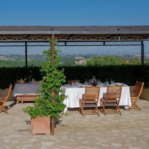Share an alfresco feast on the shaded terrace