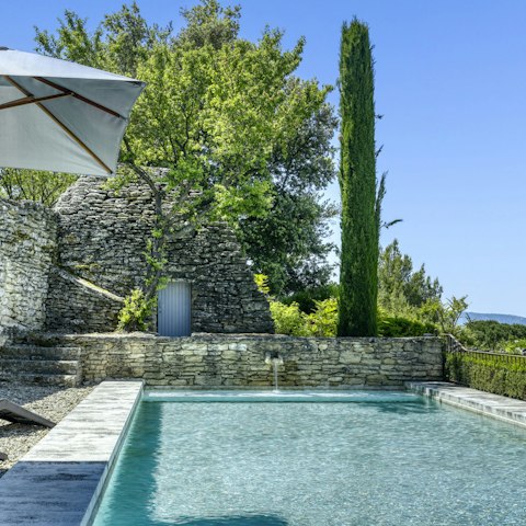 Make a splash in the private swimming pool