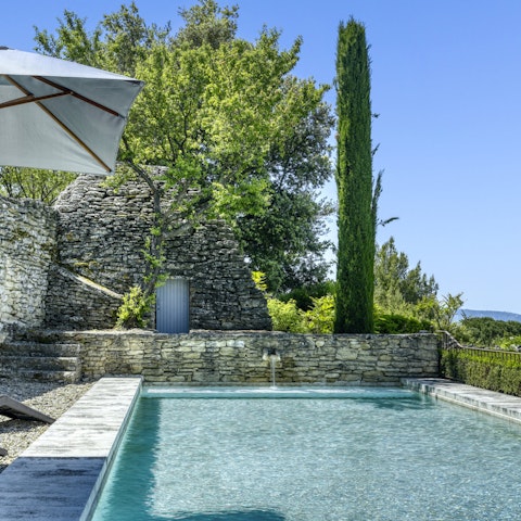 Make a splash in the private swimming pool