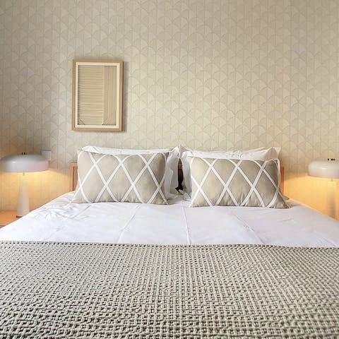 Sleep comfortably in the stylish and serene bedrooms following a long afternoon exploring