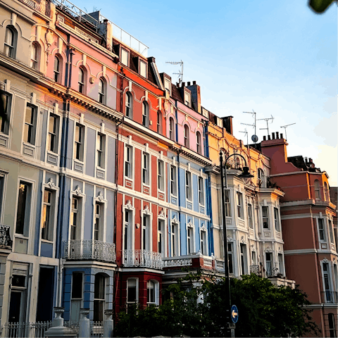 Take a sunset stroll past the characteristically colourful homes of Notting Hill