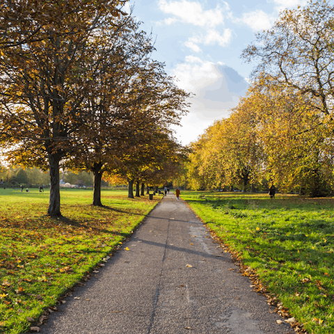 Wander down the leafy paths of Hyde Park, a ten-minute walk from home