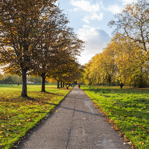 Wander down the leafy paths of Hyde Park, a ten-minute walk from home