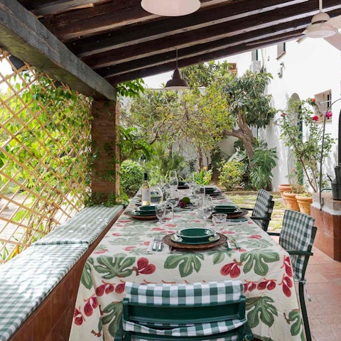 Dine alfresco on the shaded terrace