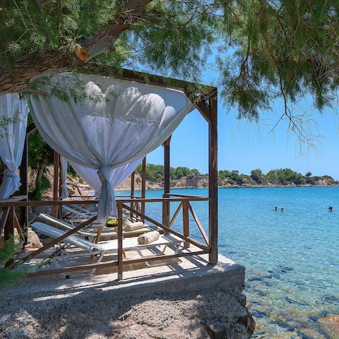 Swim in the ocean from the comfort of your private beach platform