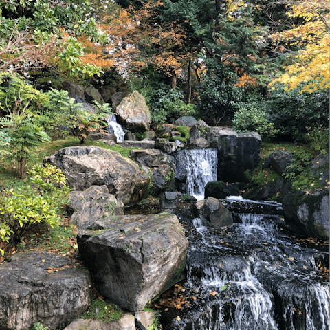 Take a beautiful stroll through nearby Holland Park
