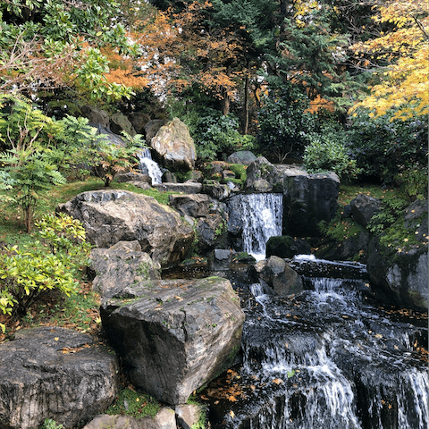 Take a beautiful stroll through nearby Holland Park