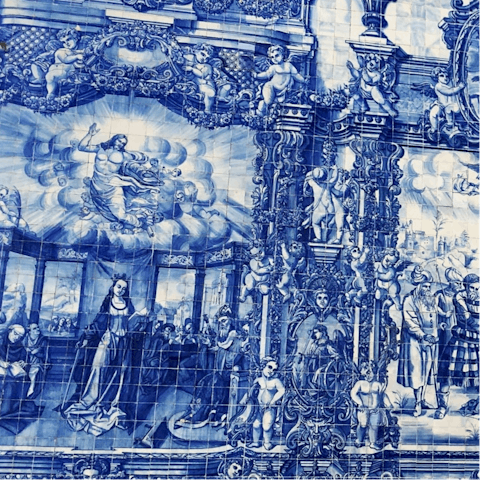 Pore over the intricate azulejos of the Chapel of Souls, a six-minute stroll from your building