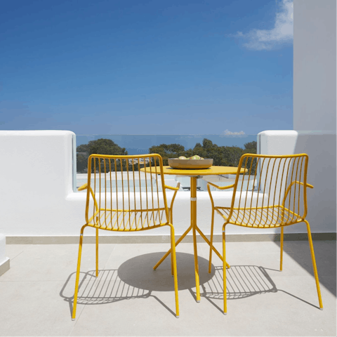 Relax and soak up the Santorini sun from your private terrace