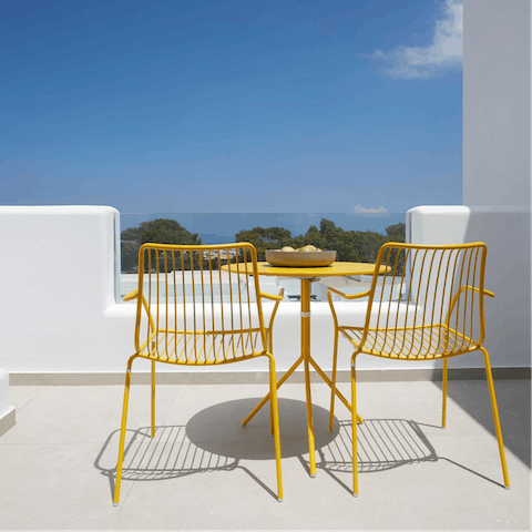 Relax and soak up the Santorini sun from your private terrace