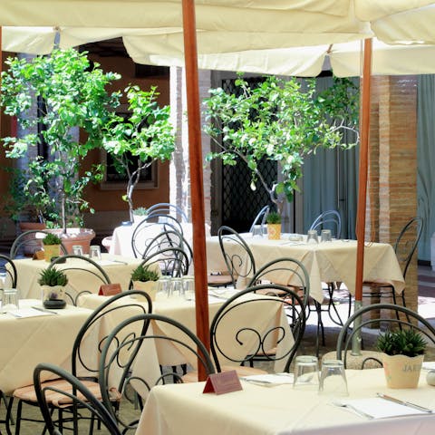 Dine like your local in your building's courtyard restaurant