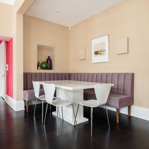 Slide into the booth and plan your day over a tasty fry-up