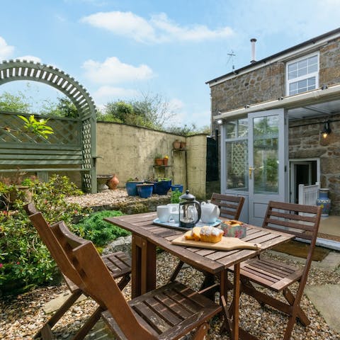Start mornings with breakfast in the sunny garden