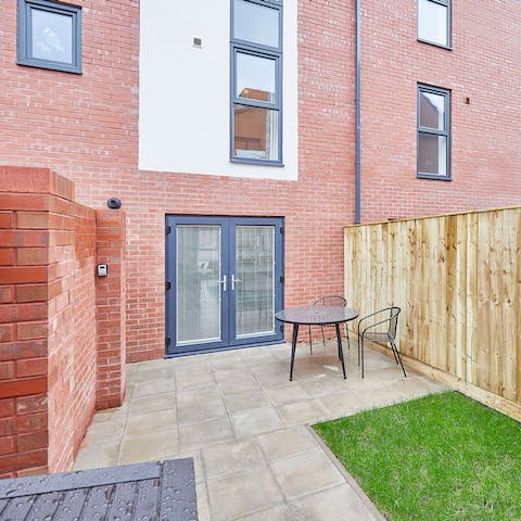 Sit outside in the private garden and enjoy a morning coffee or an evening tipple