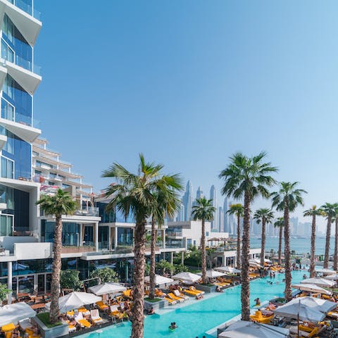 Head down to the large communal pool area to make the most of the lounges, soak up the atmosphere as well as the sun, and get a load of the view