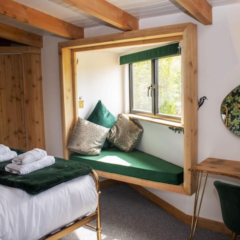 Catch up on your holiday reading in the master's sunny window seat