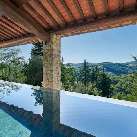 Gaze at the landscape from edge of the infinity pool
