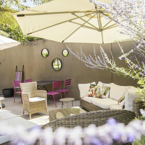 Breathe in the scent of lavender from the sunny terrace