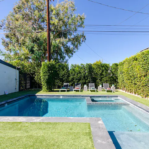 Choose between a cooling swim or a soak in the Jacuzzi