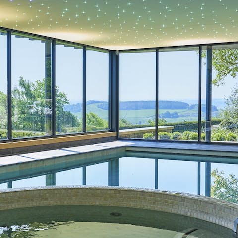 Admire the views of the rolling hills from the shared pool and Jacuzzi