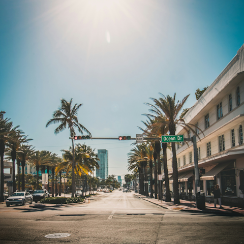 Admire art deco architecture at Ocean Drive, fifteen-minute drive away