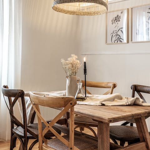 Gather around the dining table for evenings of local jambon and wine