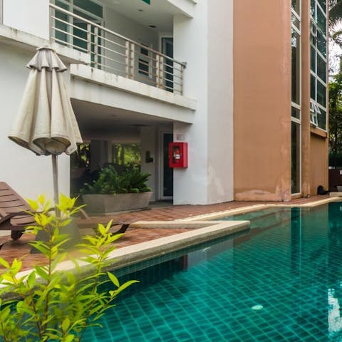 Cool of from the tropical temperatures in the communal swimming pool