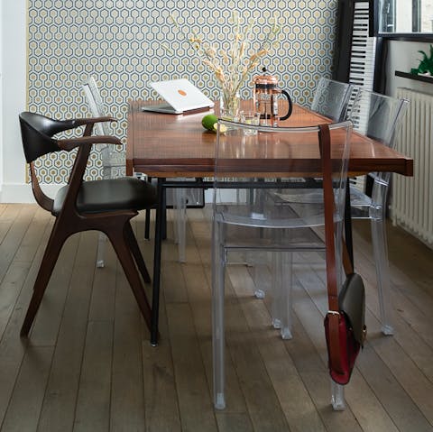 Get comfy on designer furniture, such as the Starck ghost chairs