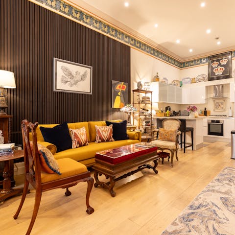 Relax with drinks at home or wander to a local restaurant