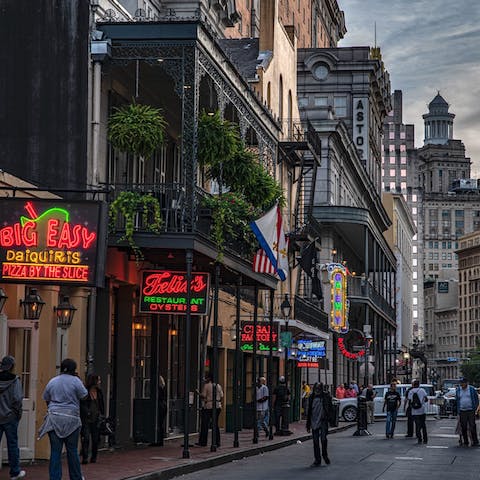 Explore famous Bourbon Street nearby