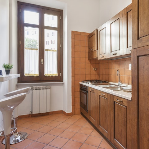 Rustle up relaxed dinners in the homely kitchen