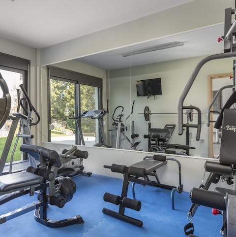 When you've had a souvlaki too many, head down to the private gym