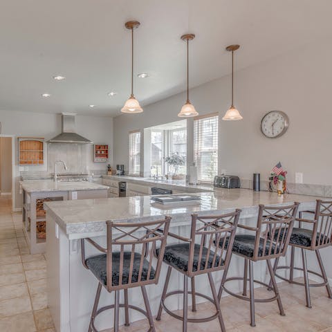 Cook up a storm in the chef's kitchen – there are three ovens