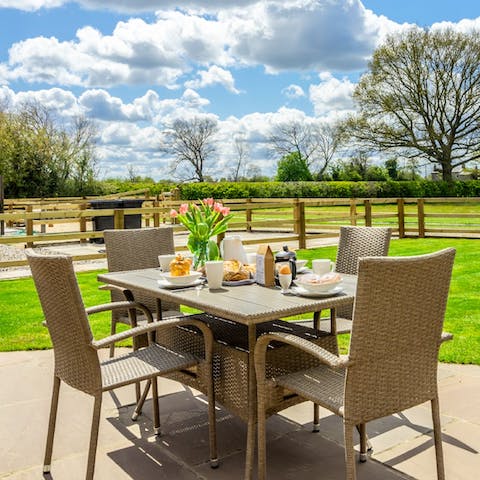Enjoy a lavish breakfast on your terrace