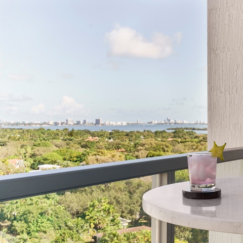 Take in bay views from the private balcony