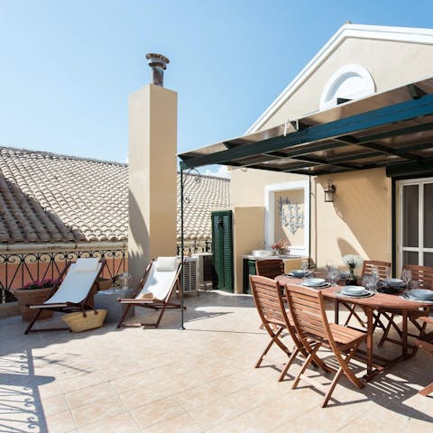 Lie back on the private terrace and soak in the Corfu sunshine