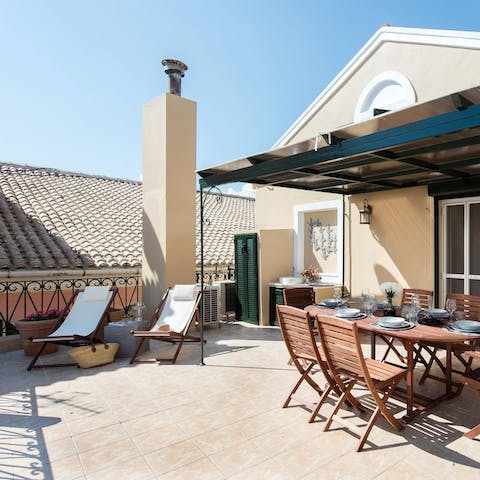 Lie back on the private terrace and soak in the Corfu sunshine