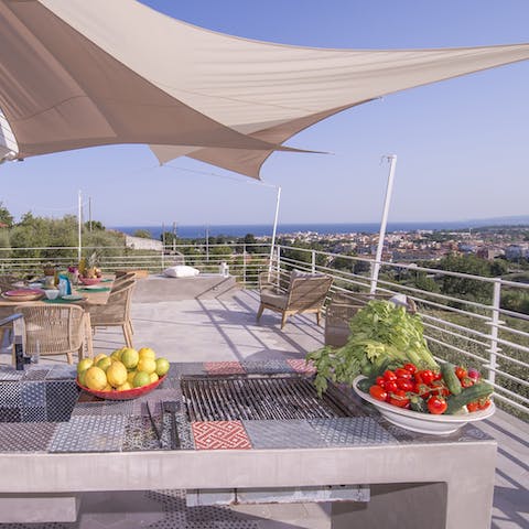Prepare a Sicilian style feast in the outdoor kitchen