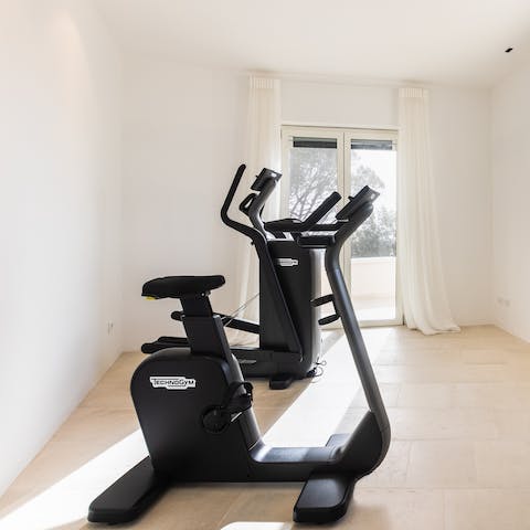 Keep on top of your workout routine in the home's fitness room