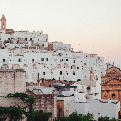 Visit the whitewashed city of Otsuni, an 18km drive away