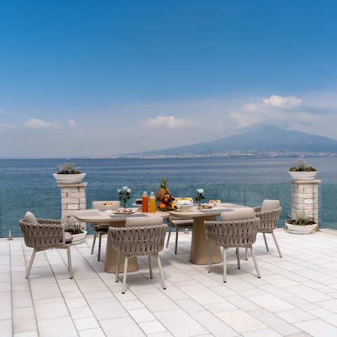 Enjoy al fresco dining into the evening on the patio